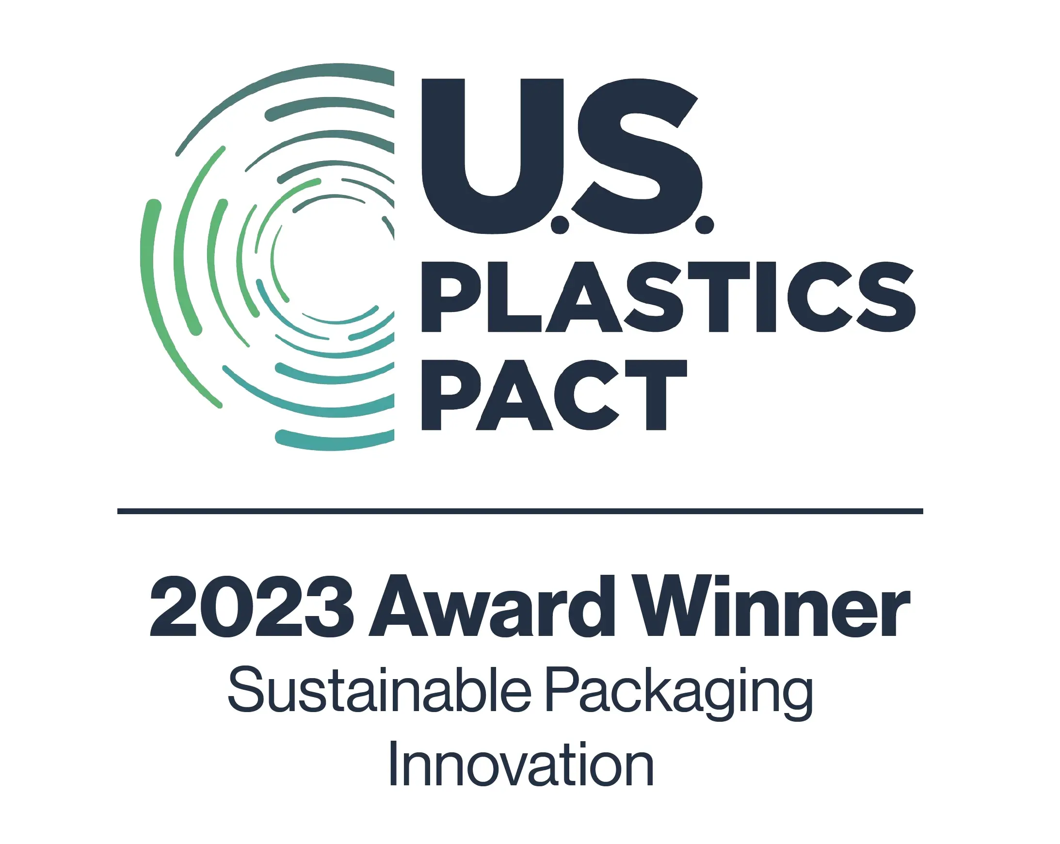 Badge: U.S. Plastics Pact 2023 Award Winner, Sustainable Packaging Innovation